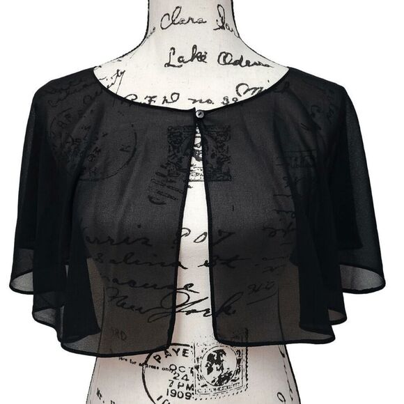 🖤 Mesh Evening Gothic Flapper 1920s Simple Black Shawl Wrap Cape NEW - Picture 1 of 16